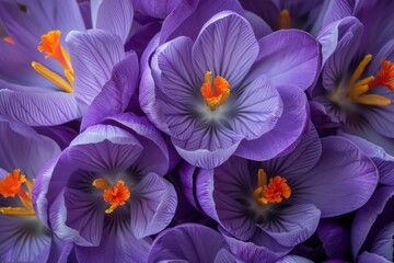 Violet Petals. Crocus Flower in Purple Color Blooming in Spring Season