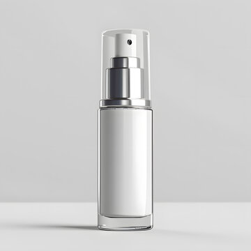 Hand pump serum bottle mockup isolated on white background