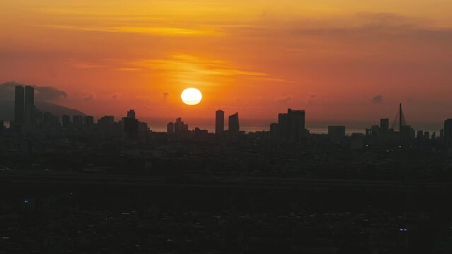 Sunrise in coastal city