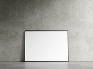 Blank horizontal poster frame mock up in living room interior, industrial living room interior background 3d rendering