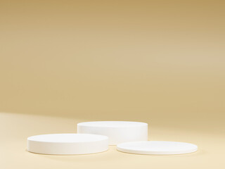 3d display product minimal scene with geometric podium platform. cylinder background 3d rendering with podium. stand for cosmetic products. Stage showcase on pedestal 3d studio