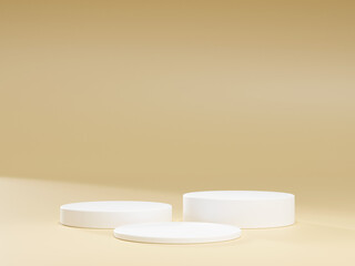3d display product minimal scene with geometric podium platform. cylinder background 3d rendering with podium. stand for cosmetic products. Stage showcase on pedestal 3d studio