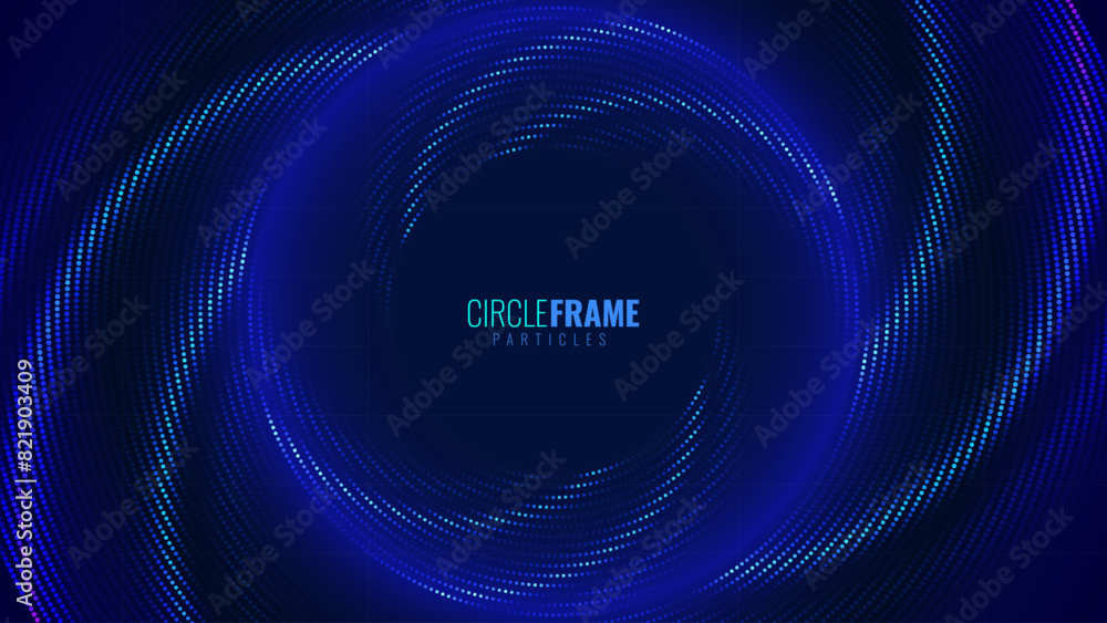 Poster Abstract Blue Glowing Geometric Lines Dots Background. Modern Shiny Blue Dots Pattern. Digital Technology Futuristic Concept. Design for Cover Banner Website. Vector Illustration.