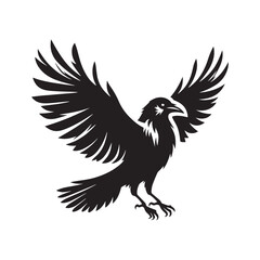 Crow Vector Silhouette: Bold Black Vector Art Capturing the Mysterious Aura and Intelligence of These Iconic Birds - Crow Illustration.