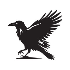 Crow Vector Silhouette: Bold Black Vector Art Capturing the Mysterious Aura and Intelligence of These Iconic Birds - Crow Illustration.