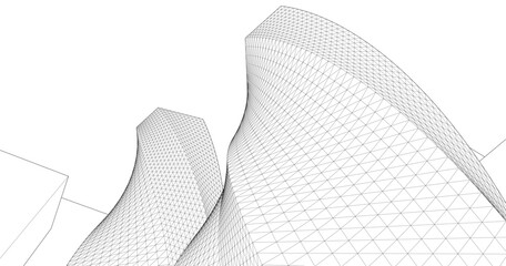 abstract architecture linear structure 3d illustration