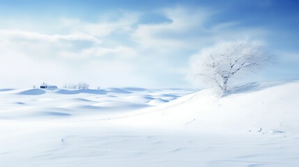 Snow covered landscape in winter season UHD Wallpaper