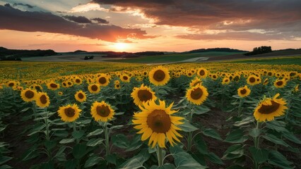 Fototapeta premium Sunflower Elegance: Nature’s Touch