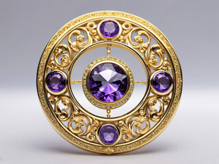 Fototapeta premium golden jewelry with amethyst