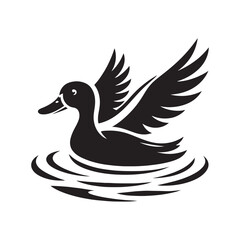 Vector Duck Silhouettes: Striking Black Vector Art Capturing the Grace and Beauty of These Iconic Waterfowl- Duck Illustration.