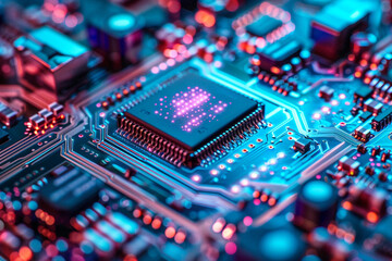 Obraz premium The newest chip, accelerator, processor, illustration photonic processor of the future 