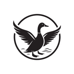 Vector Duck Silhouettes: Striking Black Vector Art Capturing the Grace and Beauty of These Iconic Waterfowl- Duck Illustration.