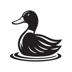 Vector Duck Silhouettes: Striking Black Vector Art Capturing the Grace and Beauty of These Iconic Waterfowl- Duck Illustration.