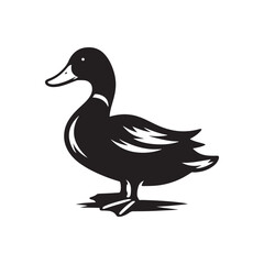 Vector Duck Silhouettes: Striking Black Vector Art Capturing the Grace and Beauty of These Iconic Waterfowl- Duck Illustration.