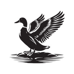 Vector Duck Silhouettes: Striking Black Vector Art Capturing the Grace and Beauty of These Iconic Waterfowl- Duck Illustration.