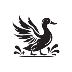 Vector Duck Silhouettes: Striking Black Vector Art Capturing the Grace and Beauty of These Iconic Waterfowl- Duck Illustration.