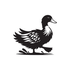 Vector Duck Silhouettes: Striking Black Vector Art Capturing the Grace and Beauty of These Iconic Waterfowl- Duck Illustration.