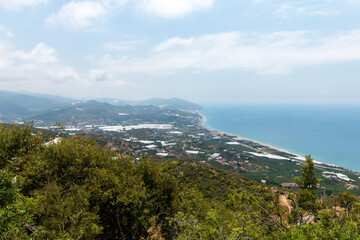 Panoramic view of the Mediterranean coastline from the Syedra, Turkey
