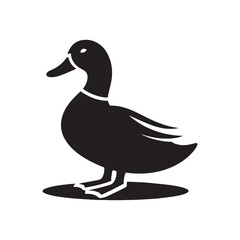 Vector Duck Silhouettes: Striking Black Vector Art Capturing the Grace and Beauty of These Iconic Waterfowl- Duck Illustration.