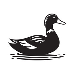 Vector Duck Silhouettes: Striking Black Vector Art Capturing the Grace and Beauty of These Iconic Waterfowl- Duck Illustration.
