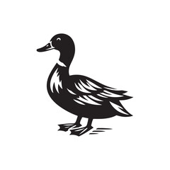 Vector Duck Silhouettes: Striking Black Vector Art Capturing the Grace and Beauty of These Iconic Waterfowl- Duck Illustration.