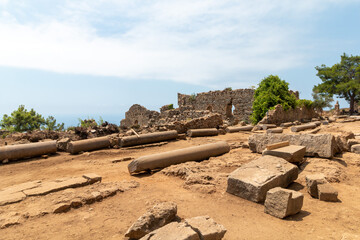 View of the old walls and pillars in Syedra