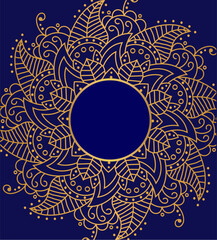 Clean white cover with gold beautiful flower. Golden vector mandala. A symbol of life and health. Invitation, wedding card, magic symbol.