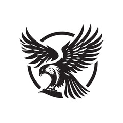 Minimalist Falcon Vector Silhouette: Striking Black Vector Art - Falcon Illustration - Bird Vector Silhouette.