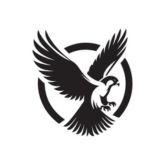 Minimalist Falcon Vector Silhouette: Striking Black Vector Art - Falcon Illustration - Bird Vector Silhouette.