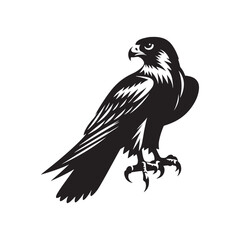 Minimalist Falcon Vector Silhouette: Striking Black Vector Art - Falcon Illustration - Bird Vector Silhouette.