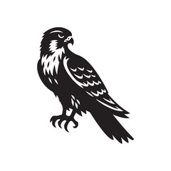 Minimalist Falcon Vector Silhouette: Striking Black Vector Art - Falcon Illustration - Bird Vector Silhouette.