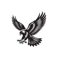 Minimalist Falcon Vector Silhouette: Striking Black Vector Art - Falcon Illustration - Bird Vector Silhouette.