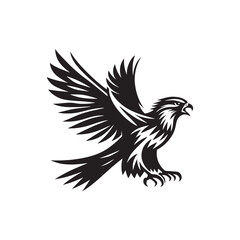 Minimalist Falcon Vector Silhouette: Striking Black Vector Art - Falcon Illustration - Bird Vector Silhouette.