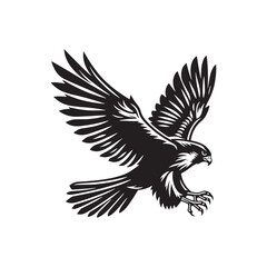 Minimalist Falcon Vector Silhouette: Striking Black Vector Art - Falcon Illustration - Bird Vector Silhouette.