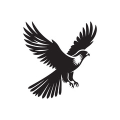 Minimalist Falcon Vector Silhouette: Striking Black Vector Art - Falcon Illustration - Bird Vector Silhouette.