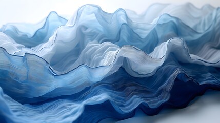 Obraz premium Abstract Blue and White Waves Texture Digital Art for Background Use