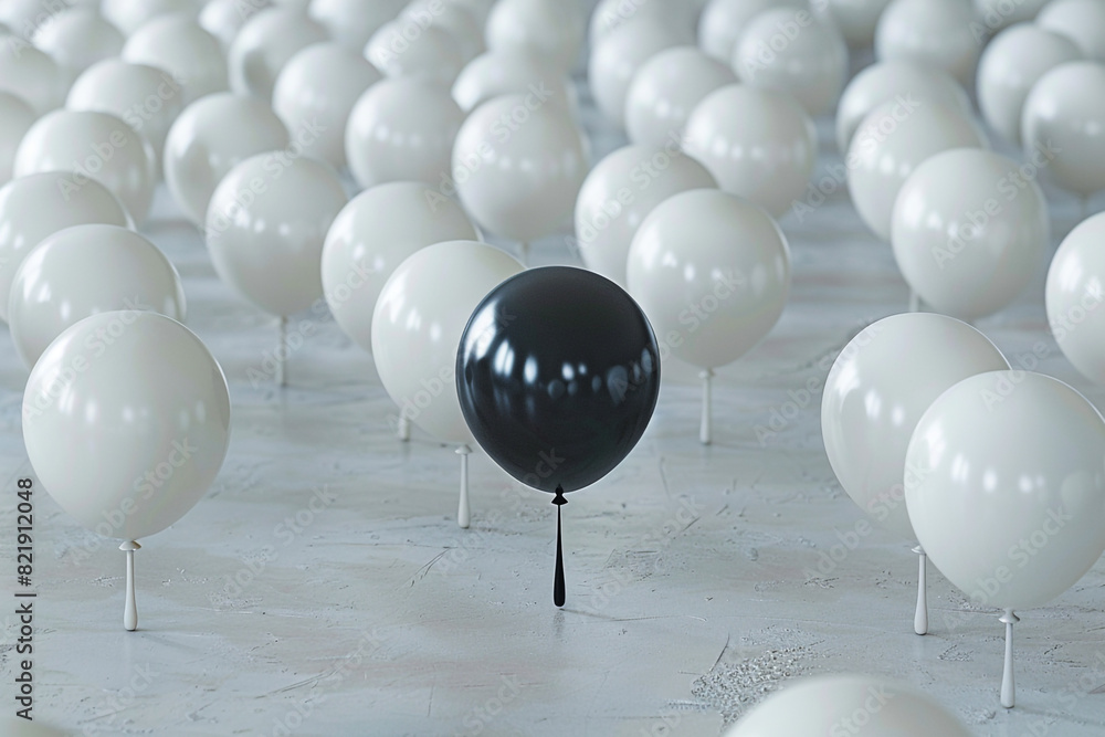 Poster this image captures the concept of unique talent and standing out, featuring one balloon that stands