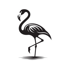Flamingo Silhouette - Striking Black Vector Art Capturing the Grace and Elegance of These Iconic Pink Birds - Flamingo Vector - Flamingo Illustration.