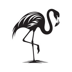 Flamingo Silhouette - Striking Black Vector Art Capturing the Grace and Elegance of These Iconic Pink Birds - Flamingo Vector - Flamingo Illustration.