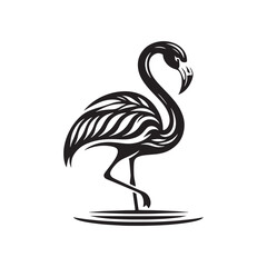 Flamingo Silhouette - Striking Black Vector Art Capturing the Grace and Elegance of These Iconic Pink Birds - Flamingo Vector - Flamingo Illustration.