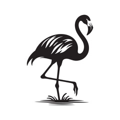 Flamingo Silhouette - Striking Black Vector Art Capturing the Grace and Elegance of These Iconic Pink Birds - Flamingo Vector - Flamingo Illustration.