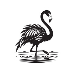 Flamingo Silhouette - Striking Black Vector Art Capturing the Grace and Elegance of These Iconic Pink Birds - Flamingo Vector - Flamingo Illustration.