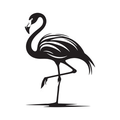 Flamingo Silhouette - Striking Black Vector Art Capturing the Grace and Elegance of These Iconic Pink Birds - Flamingo Vector - Flamingo Illustration.