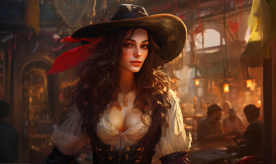 Beautiful pirate woman, generated ai
