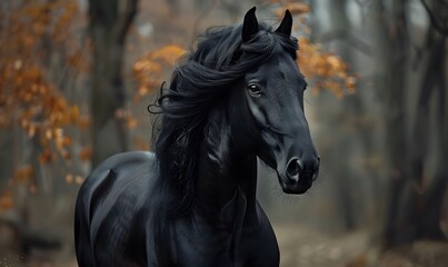  dark horse portrait in natural setting, Generative AI