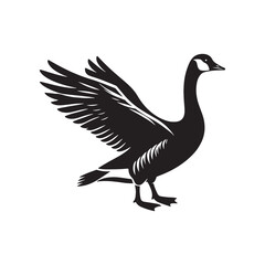 Goose Silhouettes: Striking Black Vector Art Capturing the Grace and Beauty of These Iconic Waterfowl - Goose Illustration- Goose Vector.