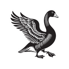 Goose Silhouettes: Striking Black Vector Art Capturing the Grace and Beauty of These Iconic Waterfowl - Goose Illustration- Goose Vector.