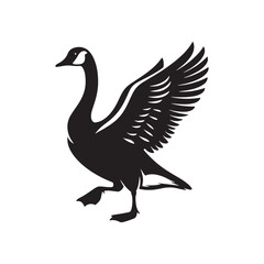 Goose Silhouettes: Striking Black Vector Art Capturing the Grace and Beauty of These Iconic Waterfowl - Goose Illustration- Goose Vector.