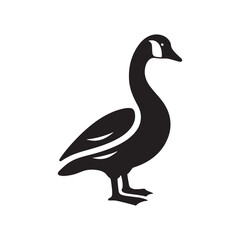 Goose Silhouettes: Striking Black Vector Art Capturing the Grace and Beauty of These Iconic Waterfowl - Goose Illustration- Goose Vector.