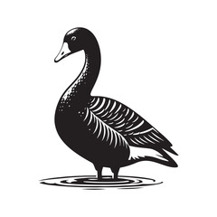 Goose Silhouettes: Striking Black Vector Art Capturing the Grace and Beauty of These Iconic Waterfowl - Goose Illustration- Goose Vector.